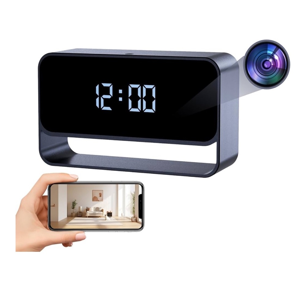 Nanny Cam Clock with Video, 4K FHD Wireless Hidden Camera, Auto Mini spy Camera